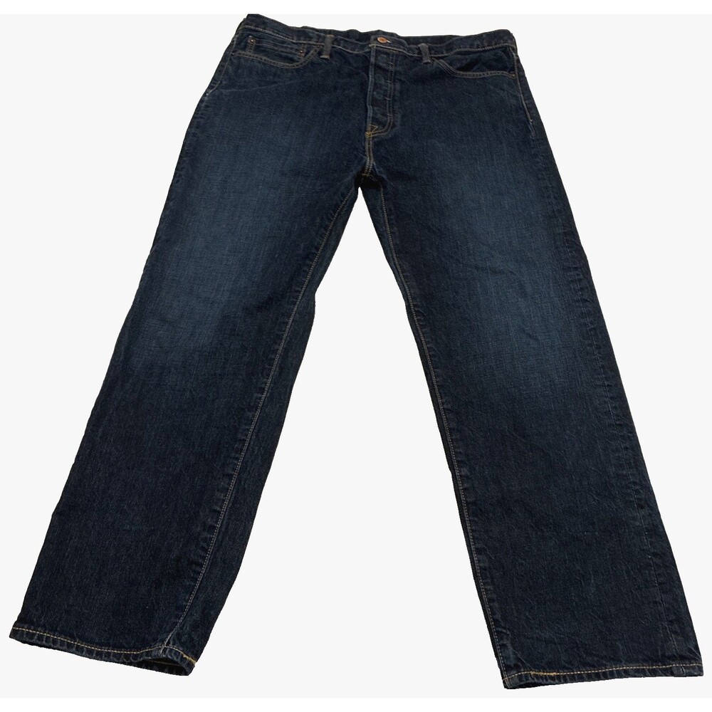 Levi's 562 Denim Jeans Mens 38X32 Dark Blue Button Fly Loose Taper Fit